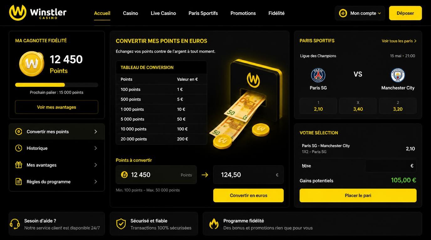 conversion fidÚle des points en cash pour joueur régulier